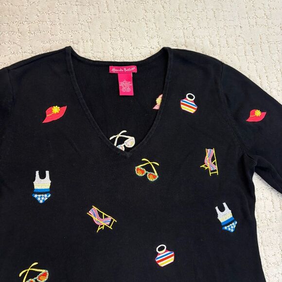 Vintage Alexandra Bartlett Sweater Resort wear Black Women's Size Large - Picture 7 of 12